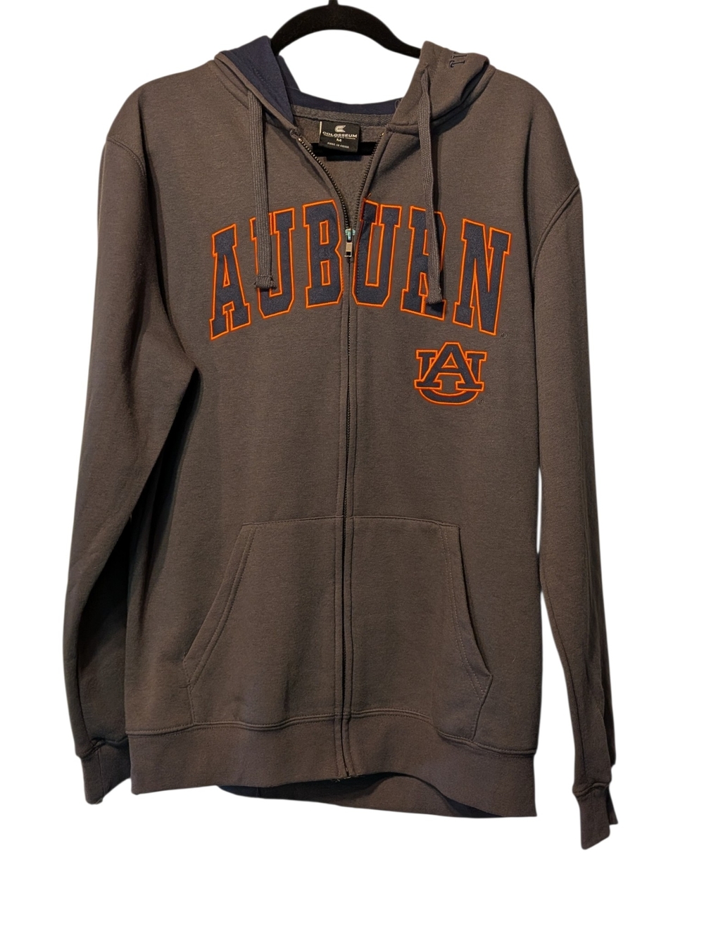 Colosseum Gray Full-Zip Auburn Hoodie with Navy, Orange Logo
